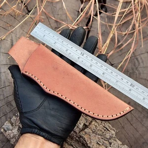 Funda de cuero hecha a mano de 9" de largo hoja fija cubierta de cuchillo se adapta a hoja de hasta 5"—5,5” - Imagen 1 de 7