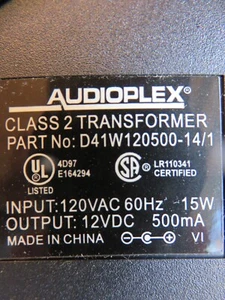 Audioplex D41W120500-14/1 ACDC Power Supply Adapter Charger Output 12V 500mA NEW - Picture 1 of 4