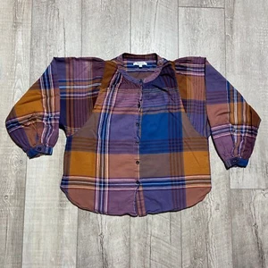 Madewell XS Women’s Plaid Peasant Button Up Top Style #K2777 - Picture 1 of 11