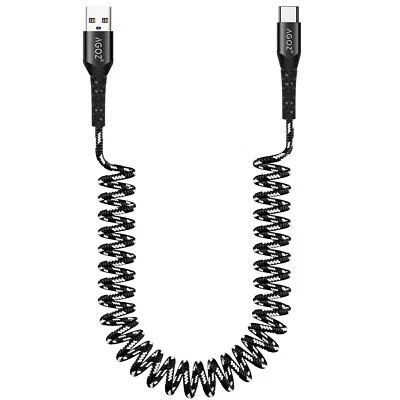 Braided Coiled USB C Charger Cable for Samsung Galaxy S25 S24 S23 A14 A15 A54 - Image 1 of 4
