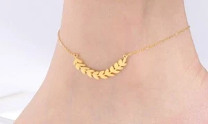 Edelstahl Fußkettchen Blüte Blume Pflanze Elegant Filigran Schmuck - Bild 1 von 3