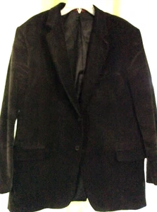 Mens sz 46R Adolfo Black Corduroy Blazer Sport Coat Suit Jacket sleek Cotton - Picture 1 of 13