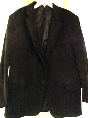 Mens sz 46R  Adolfo Black Corduroy Blazer Sport Coat Suit Jacket sleek Cotton - Image 1 of 4