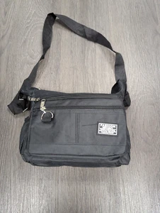 Unisex Mens Shoulder Bag Crossbody Black Nylon Strap Zip Compartments Light Pack - Picture 1 of 17