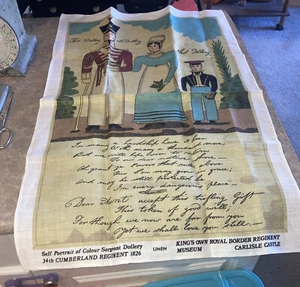 Vintage Küche Geschirrtuch Selbstporträt Farbe Seargent Dollery, Leinen 30" x 19' - Bild 1 von 4