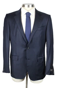 $3995 ERMENEGILDO ZEGNA Suit 40 R (50 EU) Men's Dark Blue Nailhead Trofeo Wool - Picture 1 of 15