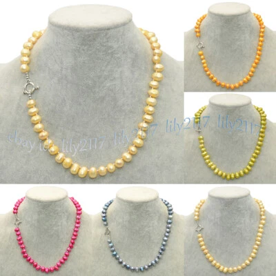 Collares multicolores de perlas barrocas de agua dulce con orificio lateral de 8-10 mm 16-56"" Foto 1 de 4