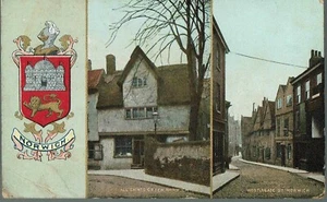 POSTAL LOCAL TEMPRANA MULTIVISTA DE NORWICH WESTGATE Y TODOS LOS SANTOS VERDE 1906 - Imagen 1 de 2
