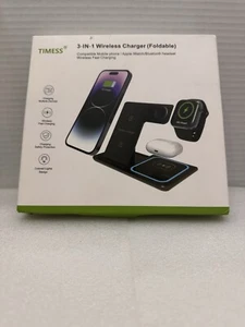 TIMESS 3-IN-1 WIRELESS CHARGER FOLDABLE-Compatible phone- Apple/Watch/ Bluetooth - Picture 1 of 2
