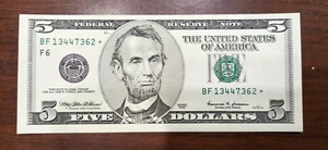CU 1999 "BF" $5 Star Note - Pristine Note - Picture 1 of 6