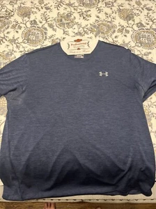 Under Armour Shirt Men's Size 2XL XXL Blue Athletic Loose Heat Gear V-neck - Picture 1 of 1