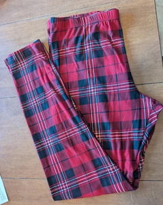 new jolie & joy girls XL red black white plaid girls leggings - Picture 1 of 6