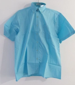 QR MEN'S REGULAR FIT SKY BLUE SHORT SLEEVE SHIRTS- COTTON POLYESTER-BUTTON-UP - Picture 1 of 7