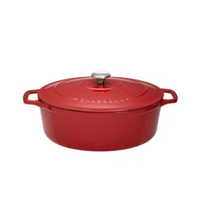 Cocotte ovale 31 cm chasseur rouge uni interieur sable fonte émaillée 39x24.5 c - Imagen 1 de 2