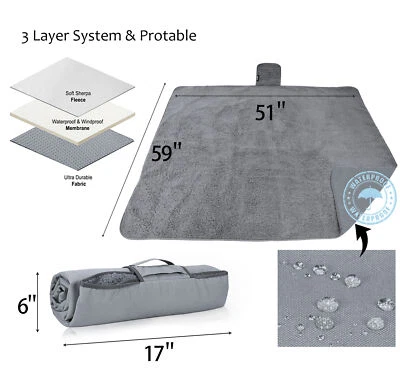 Alfombra Manta Sherpa Impermeable Exterior para Camping Picnic Playa Festival Portátil Foto 1 de 4