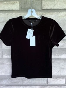 Good American Velvet Black Baby Tee Size Small $99 - Picture 1 of 5