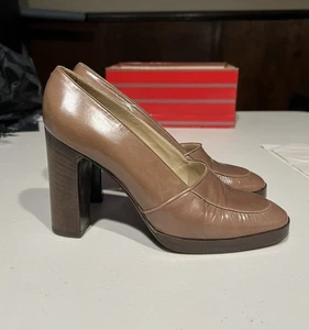 Vintage 1970’s 80’s Mr. Jay Taupe Leather Pumps Heels Made In Italy 6 - Picture 1 of 10