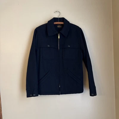 L.L. Chaqueta Abrigo Bean Lana Cremallera Completa Frontal Azul Marino Talla S Foto 1 de 4