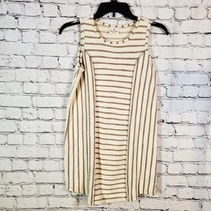 HANNA ANDERSSON Taupe White Striped Sleeveless Tank Dress Size 140 / 10 - Picture 1 of 14