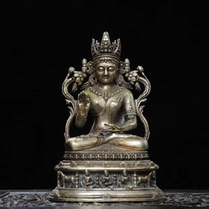 Bronze vergoldete Silber Statue des Großen Sonnenbuddha - Bild 1 von 10