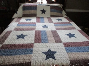 Edredón de retazos Cracker Barrel Roosevelt Americana rojo blanco azul estrellas casa de campo - Imagen 1 de 6