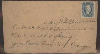 CSA Civil War Confederate 10c Jefferson Davis Cover Military Cover 112121 - Image 1 of 2