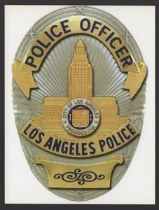 Postcard - Los Angeles CA Symbol Police Badge Patch - Picture 1 of 2