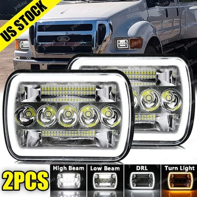 Fit For Ford L9000 L800 LN700 Trucks 2PCS 7x6" 5x7" LED Headlight High/Low Beam - Image 1 of 4