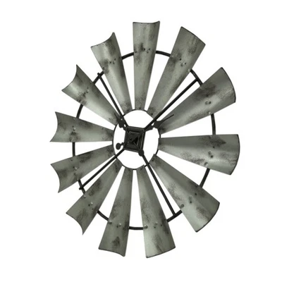 Reloj de pared Zeckos gris envejecido rústico 30 pulgadas molino de viento de metal Foto 1 de 4