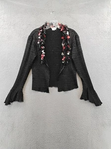 Alberto Makali schwarze offene Jacke mit Rüschenbesatz Struktur Damen M elegant glamourös - Bild 1 von 21