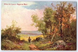 Vintage Postcard When the Leaves Begin to Turn Autumn Scene Forest Path - Picture 1 of 2