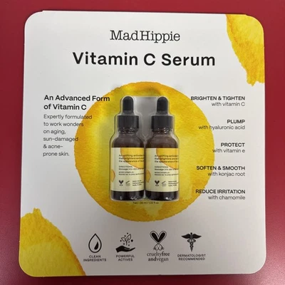 Suero de vitamina C Mad Hippie raíz de konjac, ácido ferúlico e hialurónico 2 x 1,02 fl oz Foto 1 de 3