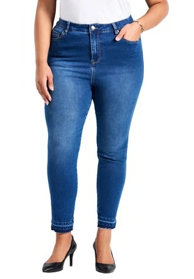 Avenue Women's Plus Size Butter Skinny Frayed Hem Jean - Image 1 of 4