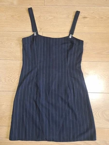 Y2K Vintage Womens Dress Bay Size 10 Pinafore Pin Stripe Black (38) - Picture 1 of 6