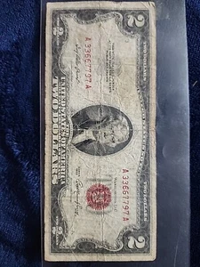1953 2 Dollar Bill Red Seal Rare Serial Number (A 33667797 A) - Picture 1 of 7