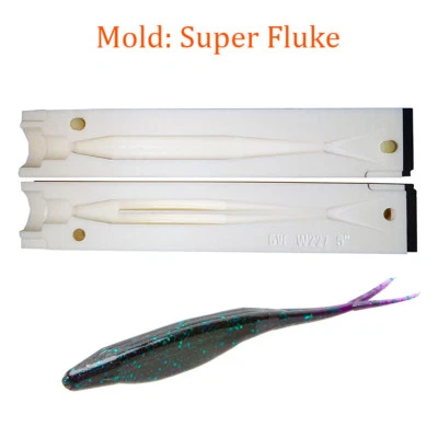 Mold Super Fluke Soft Plastic Angelköder Köderherstellung 4-5" - Bild 1 von 2