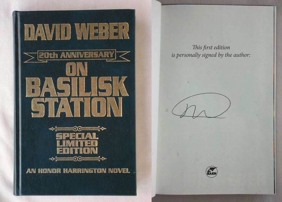 Signed ON BASILISK STATION David Weber HONOR HARRINGTON LEATHERBOUND HARDCOVER - Image 1 of 4
