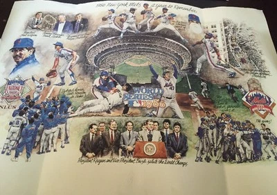 Litografía litografía serie mundial NY METS 1986, UN AÑO PARA RECORDAR HECHA 1987 Foto 1 de 4