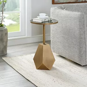 JESSENIA MODERN IRON OVAL ACCENT END DRINK TABLE MARBLE TOP UTTERMOST 25211 - Picture 1 of 5