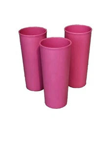 3 Tupperware Becher Hot Pink 16 Unzen Gläser Kunststoff Trinkgeschirr Getränkeset - Bild 1 von 3