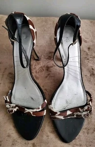 Black giraffe animal hide leather diamante sandals shoes Kurt Geiger 41 - Picture 1 of 6