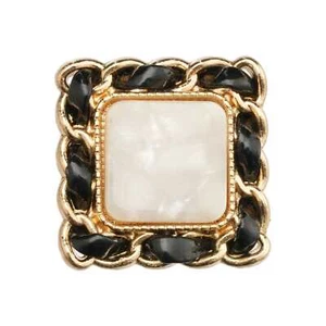 5pcs Vintage Square Alloy Button with Braided Border, 21mm for Sewing & Crafts - Picture 1 of 9