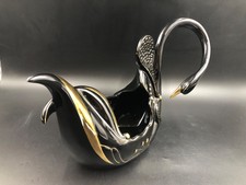 Soprammobile vaso svuota tasche Cigno porcellana decorazione oro Creazioni B.C.
