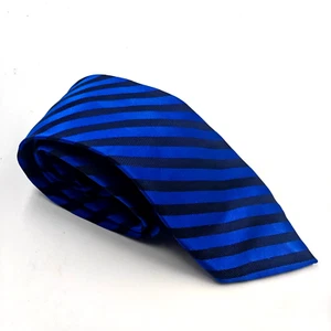 Nautica Seidenkrawatte blau gestreift 3" Breite 54" kurze Länge lässig formell - Bild 1 von 7