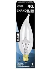 Single Feit 40W 130V/120V Double Life CA9.5 Clear Flame-Tip Chandelier E12