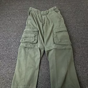 Boy Scouts Pants Youth 14 Green Cargo Convertible Uniform Cotton Shorts - Picture 1 of 10
