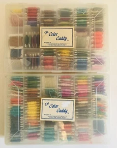 Embroidery Floss Thread Lot Carded in 2 Organizer Color Caddy Boxes - Picture 1 of 11