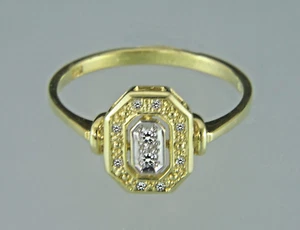 Anillo, anillo de oro, anillo de mujer, anillo de oro con 10 diamantes, en oro bicolor 585/ooo - Imagen 1 de 4