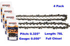 4pcs 20'' Chainsaw Chain Blade Full Chisel 78 DL .325 Pitch .050 Gauge For STIHL