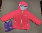 Gerry Kids Polyfill 3T Pink Hooded Puffer Jacket With Faux Fur Lined Mittens